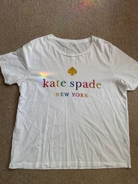 kate spade White Rainbow Logo Tee